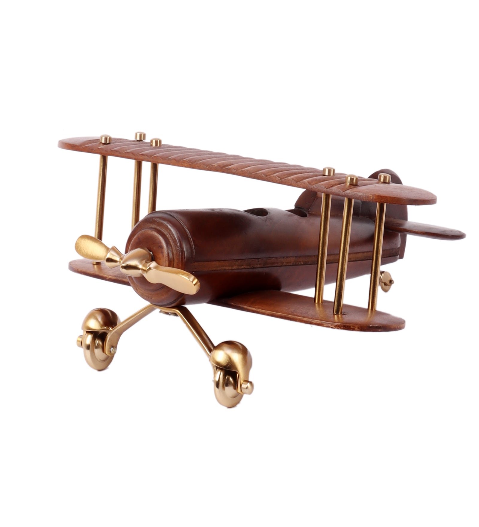 Golden Vintage Airplane Sheesham Wood Table Accent